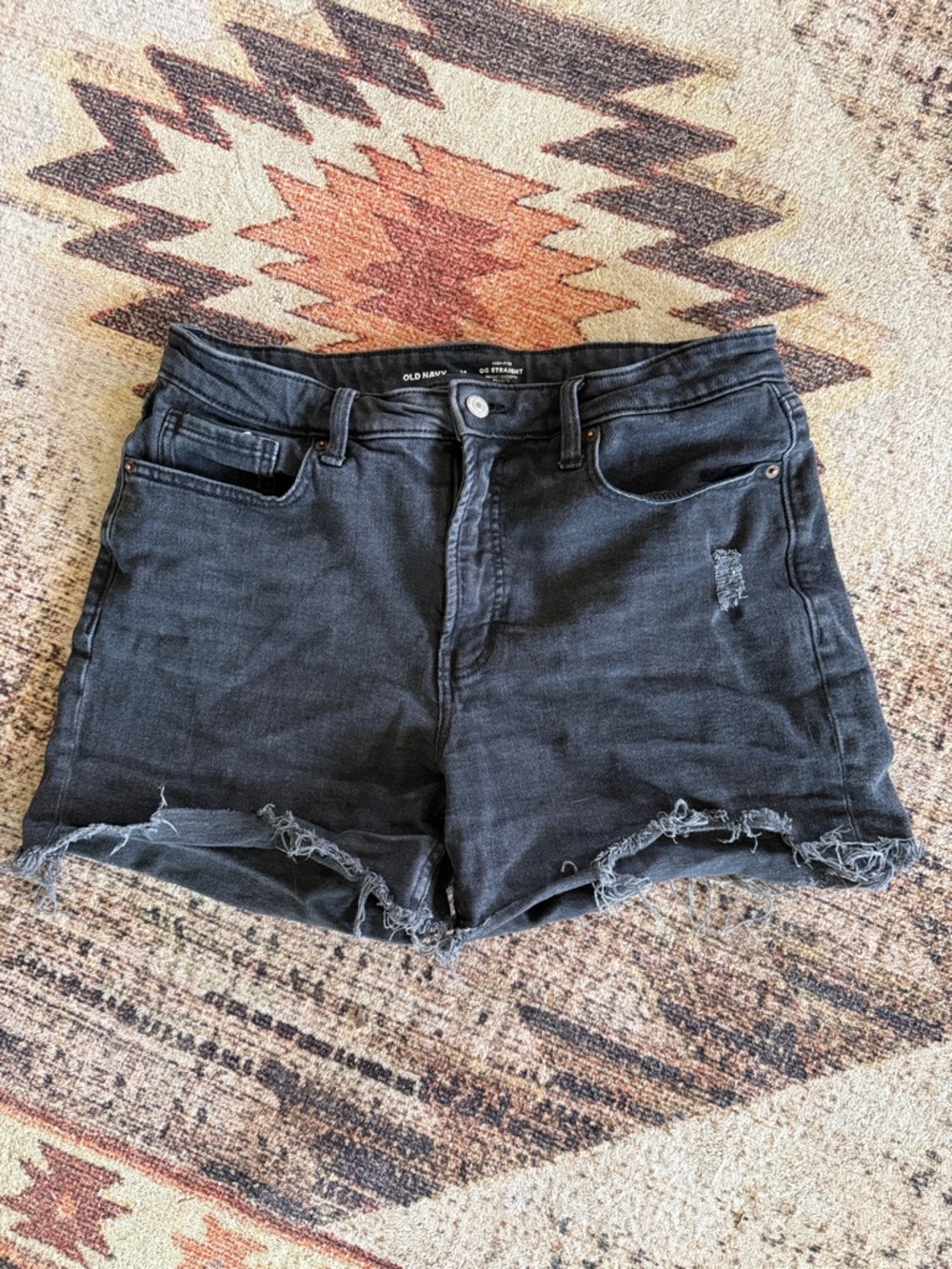 Old Navy Black Distressed Denim Cutoff Shorts